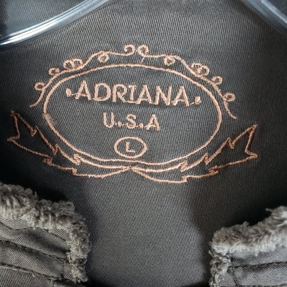 Vintage Y2K Adriana USA Army Style Jacket Military Utility Snap Buttons size L - Picture 4 of 14